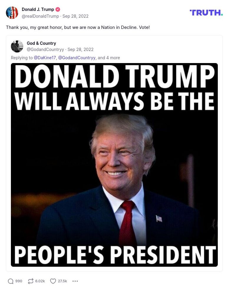 Post image from Donald Trump