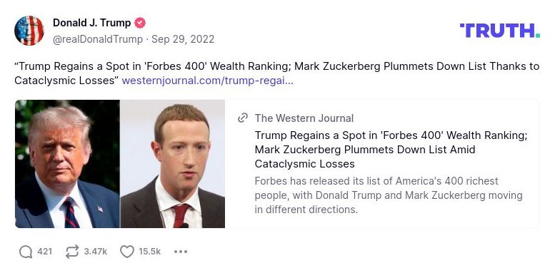 Post image from Donald Trump