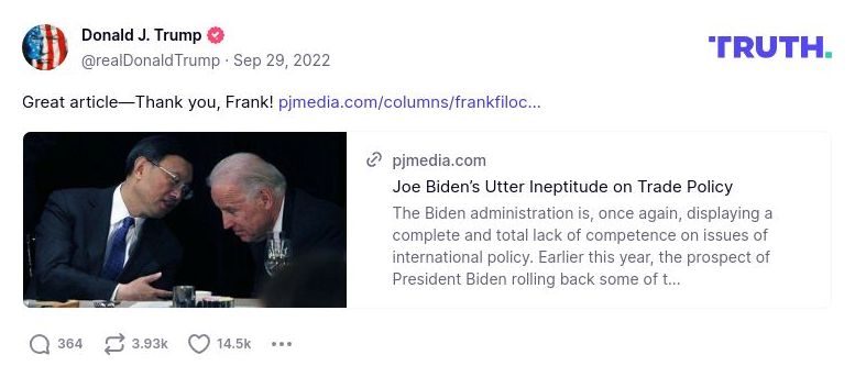 Post image from Donald Trump