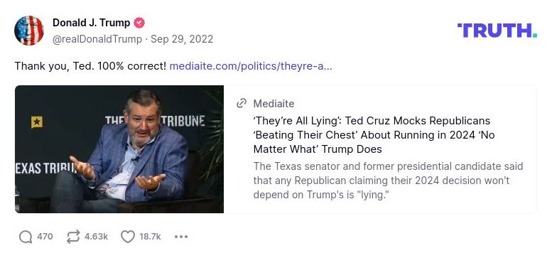 Post image from Donald Trump