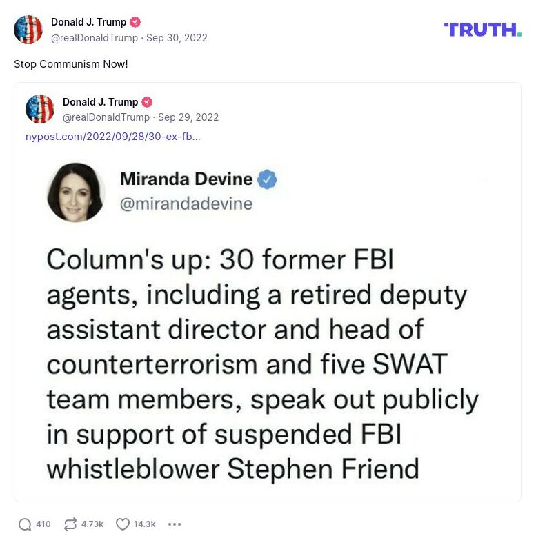 Post image from Donald Trump