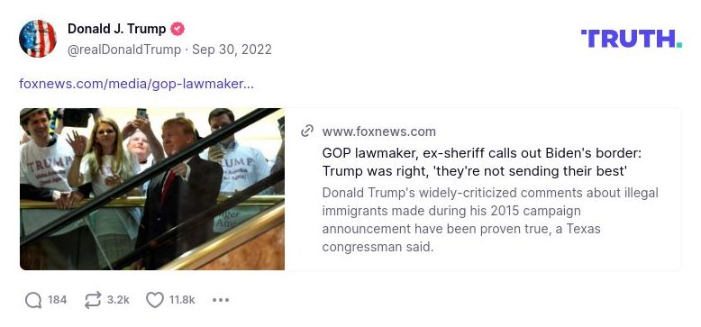 Post image from Donald Trump