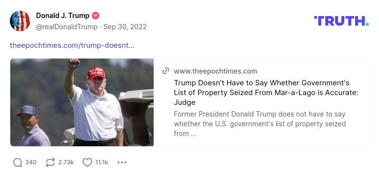 Post image from Donald Trump