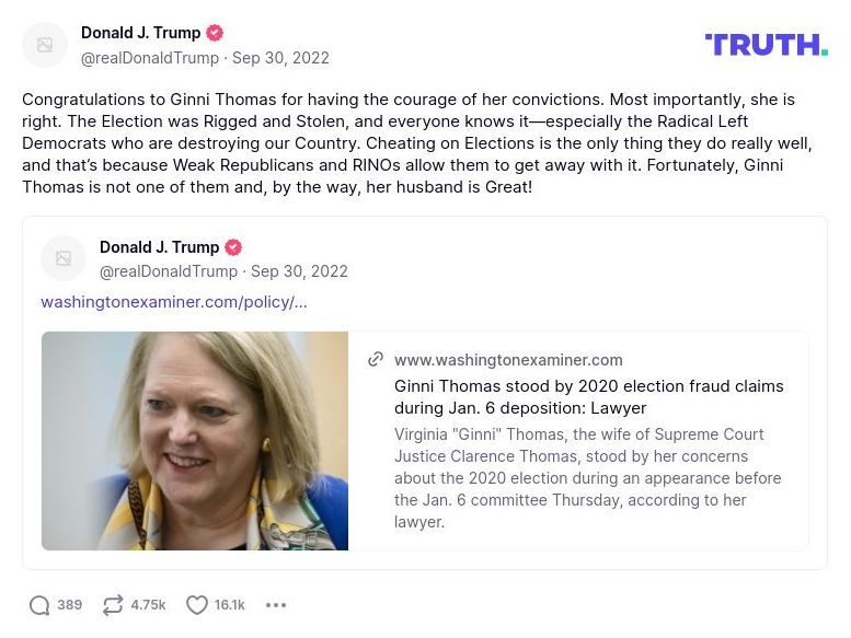 Post image from Donald Trump