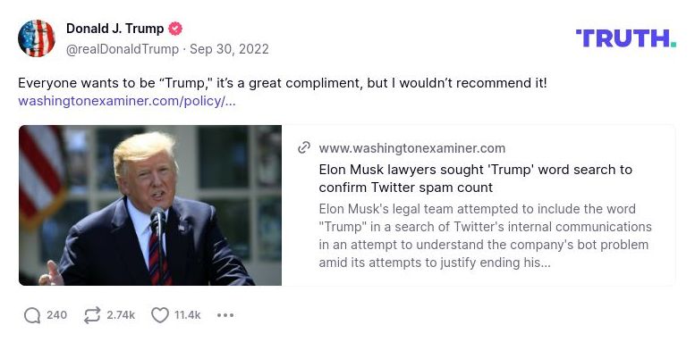 Post preview from Donald Trump