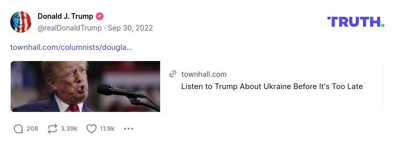 Post preview from Donald Trump