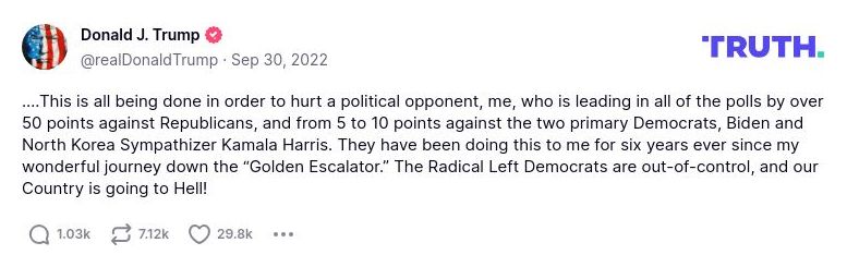 Post preview from Donald Trump