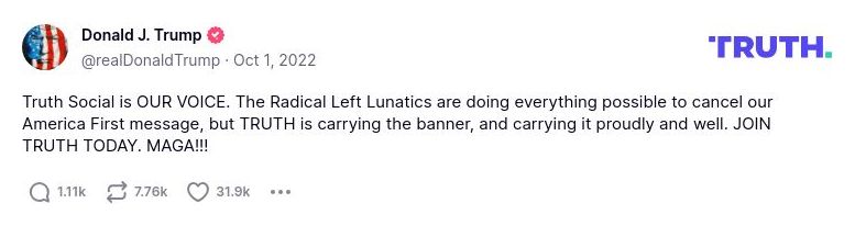 Post image from Donald Trump