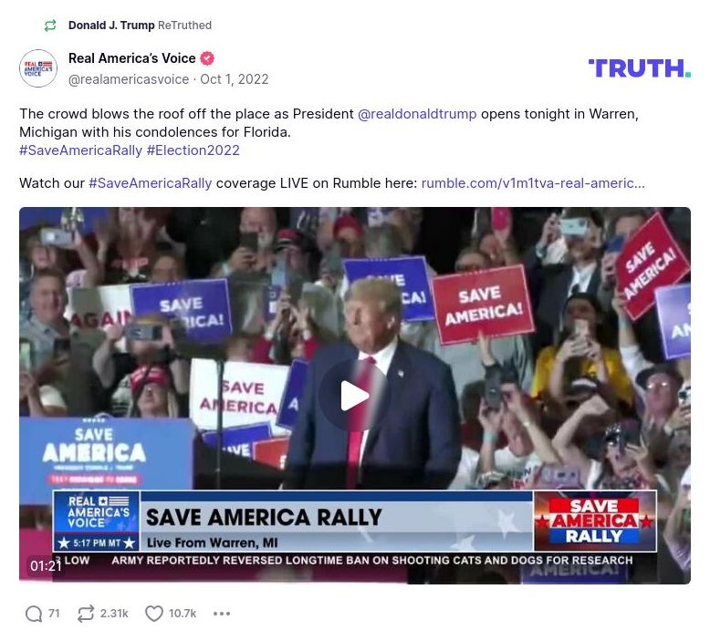 Post image from Donald Trump