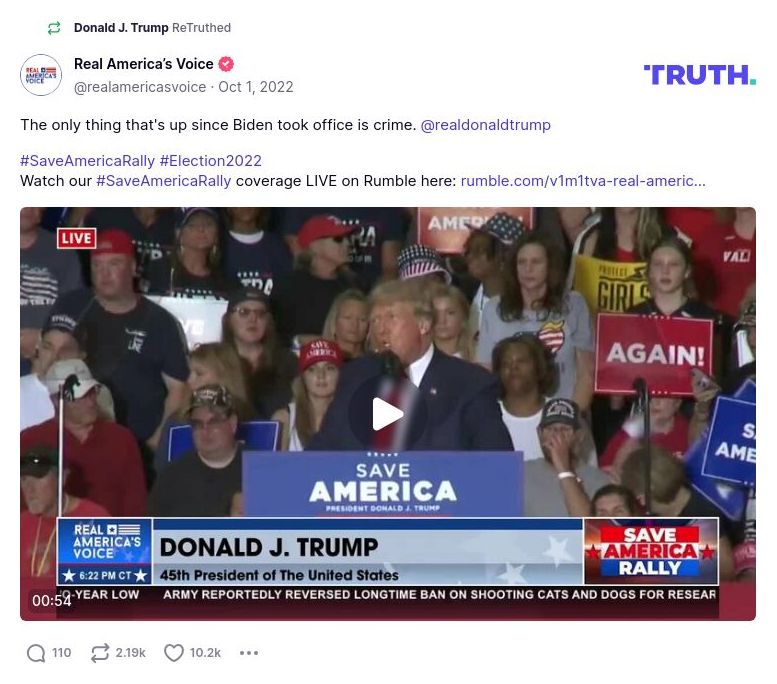 Post image from Donald Trump