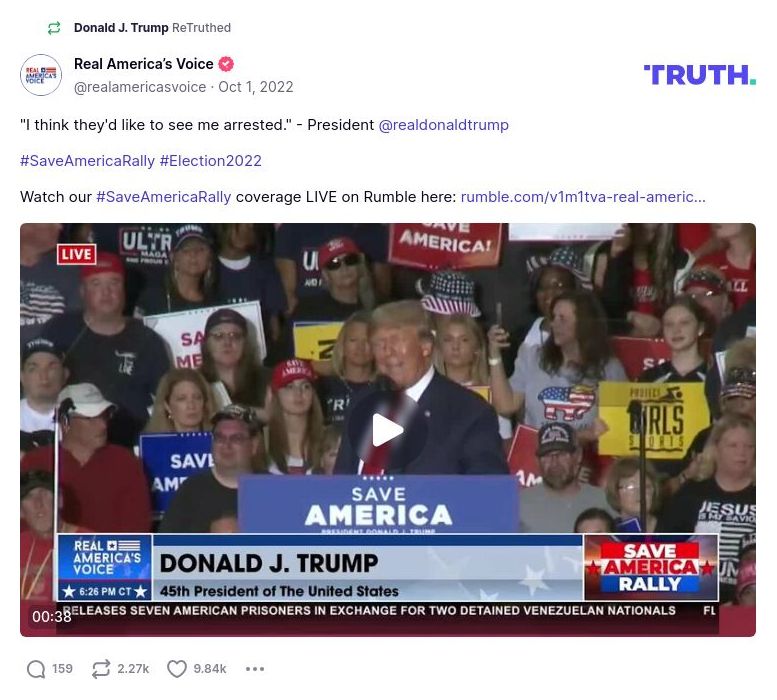 Post image from Donald Trump