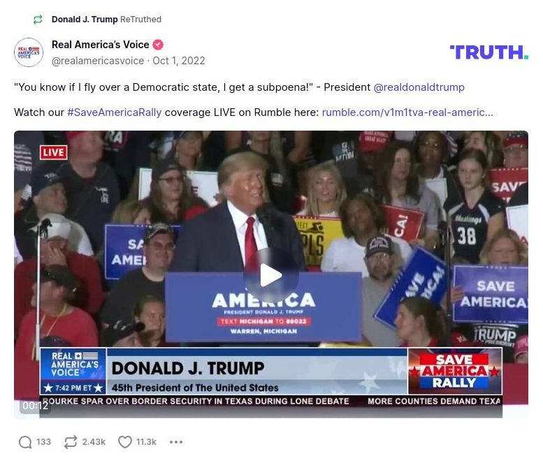 Post image from Donald Trump