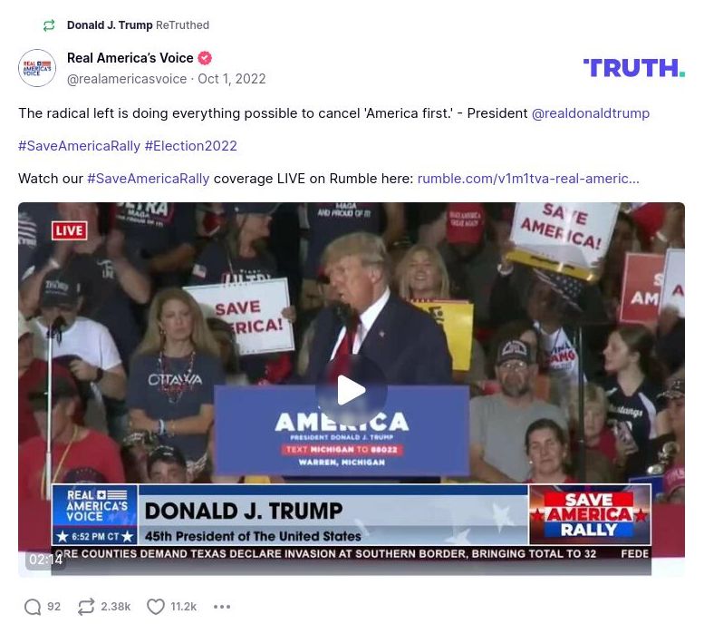 Post image from Donald Trump