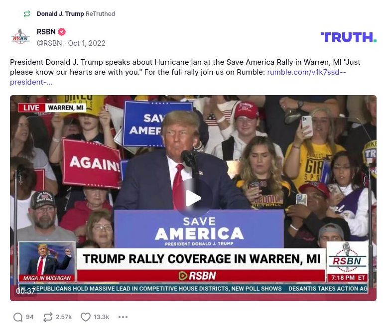 Post image from Donald Trump