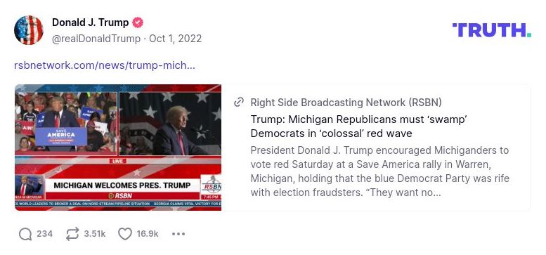 Post image from Donald Trump