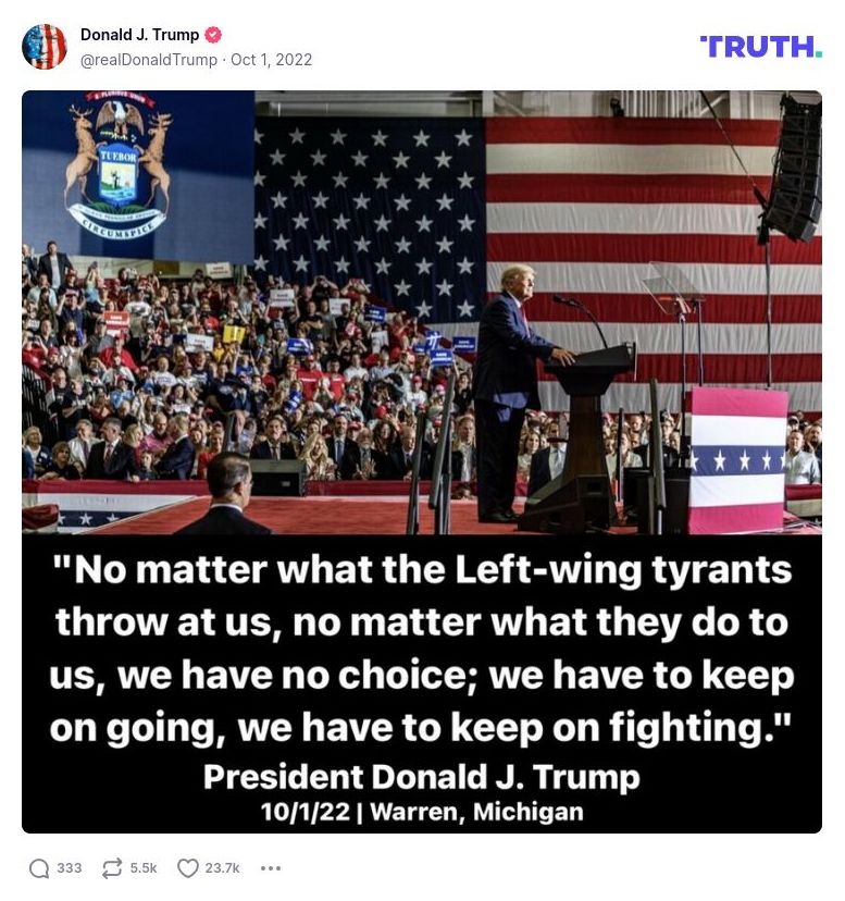 Post image from Donald Trump