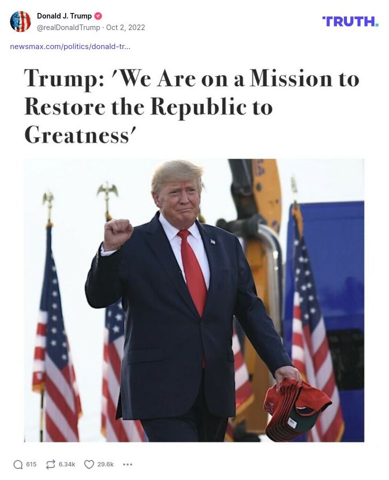 Post image from Donald Trump