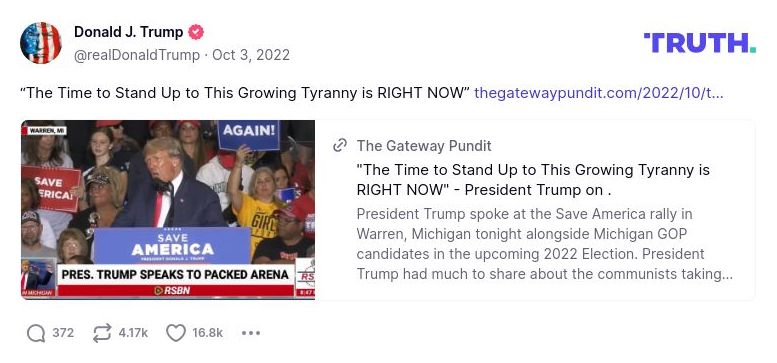 Post image from Donald Trump