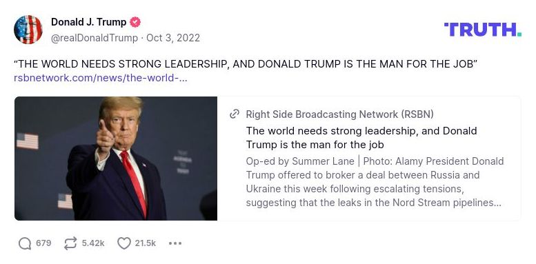 Post image from Donald Trump