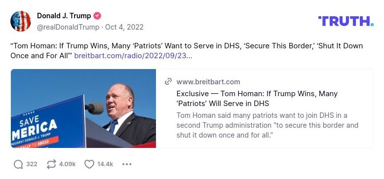 Post image from Donald Trump