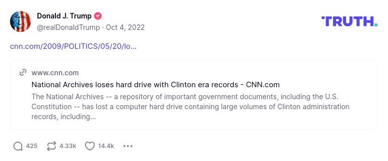 Post preview from Donald Trump