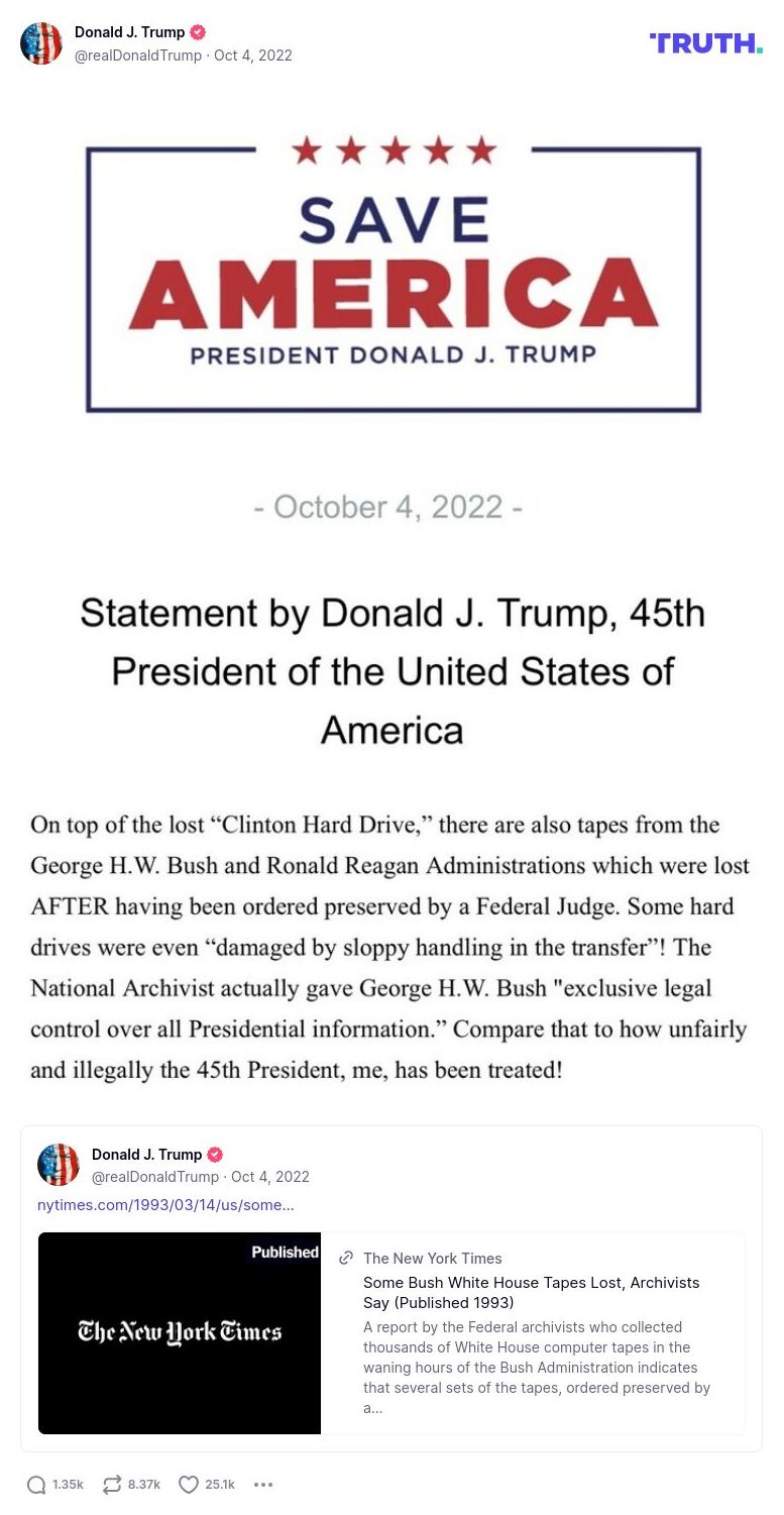 Post image from Donald Trump