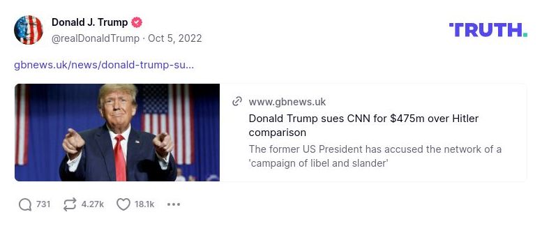 Post preview from Donald Trump