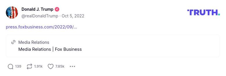 Post image from Donald Trump