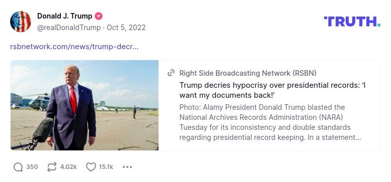 Post image from Donald Trump