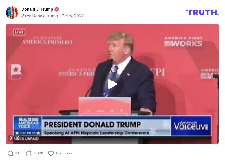 Post image from Donald Trump