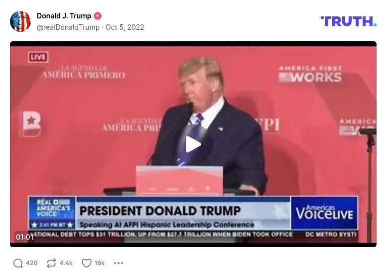 Post image from Donald Trump