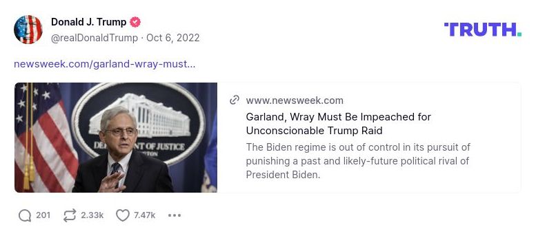 Post image from Donald Trump