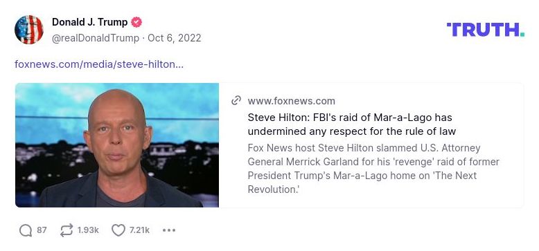 Post image from Donald Trump