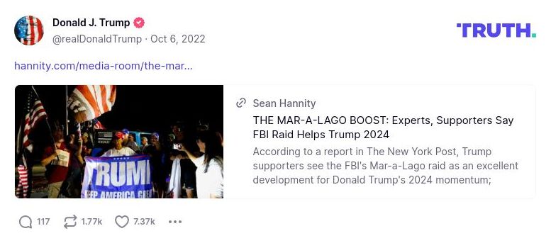 Post image from Donald Trump