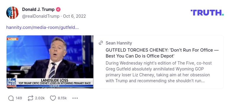 Post image from Donald Trump