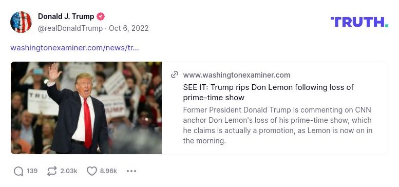 Post image from Donald Trump