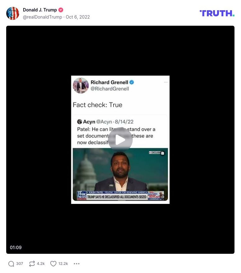 Post image from Donald Trump