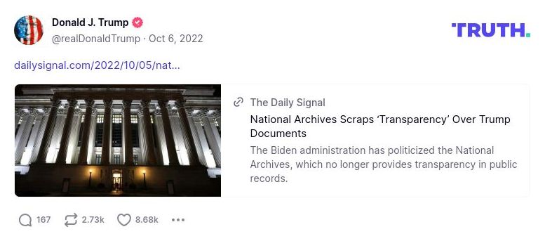 Post image from Donald Trump