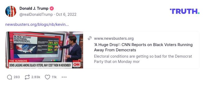 Post preview from Donald Trump