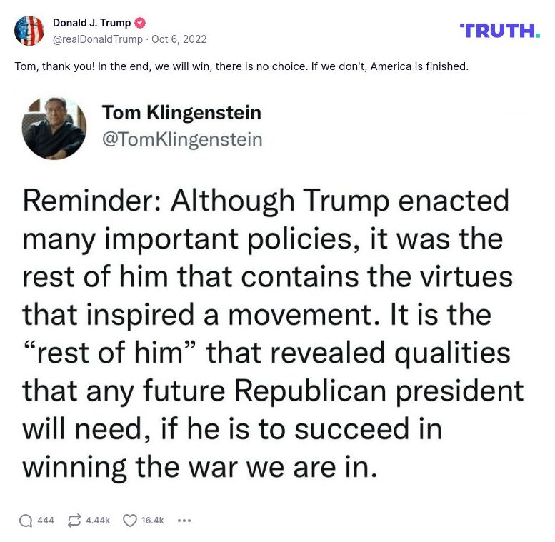 Post image from Donald Trump