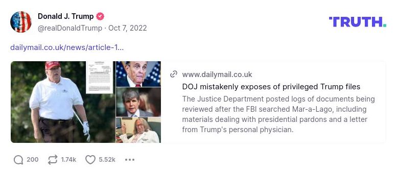 Post image from Donald Trump