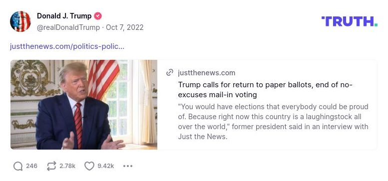 Post image from Donald Trump