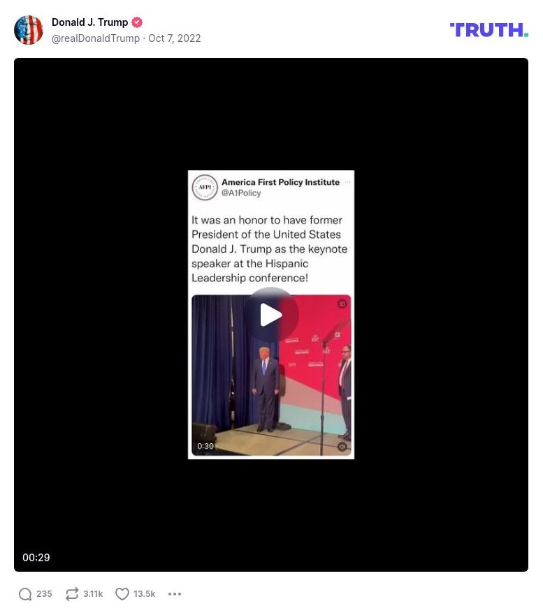 Post image from Donald Trump