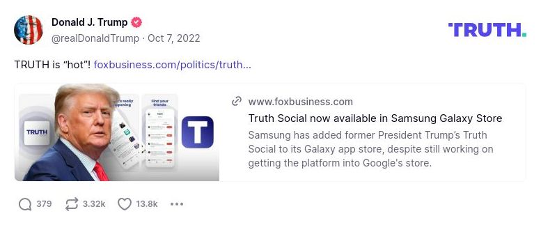 Post image from Donald Trump