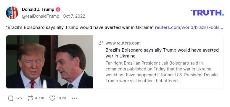 Post preview from Donald Trump