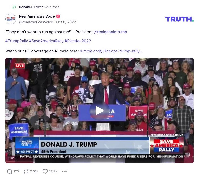 Post image from Donald Trump