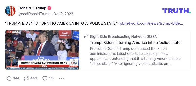 Post image from Donald Trump