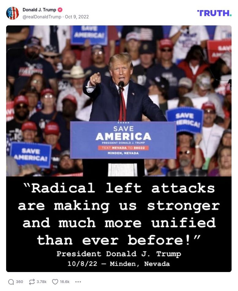 Post image from Donald Trump