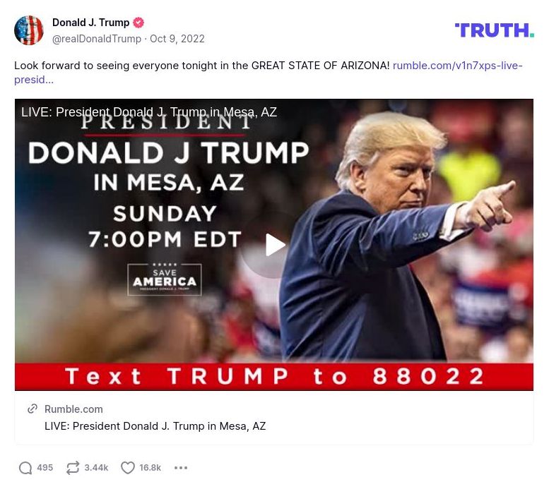 Post image from Donald Trump