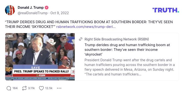 Post image from Donald Trump